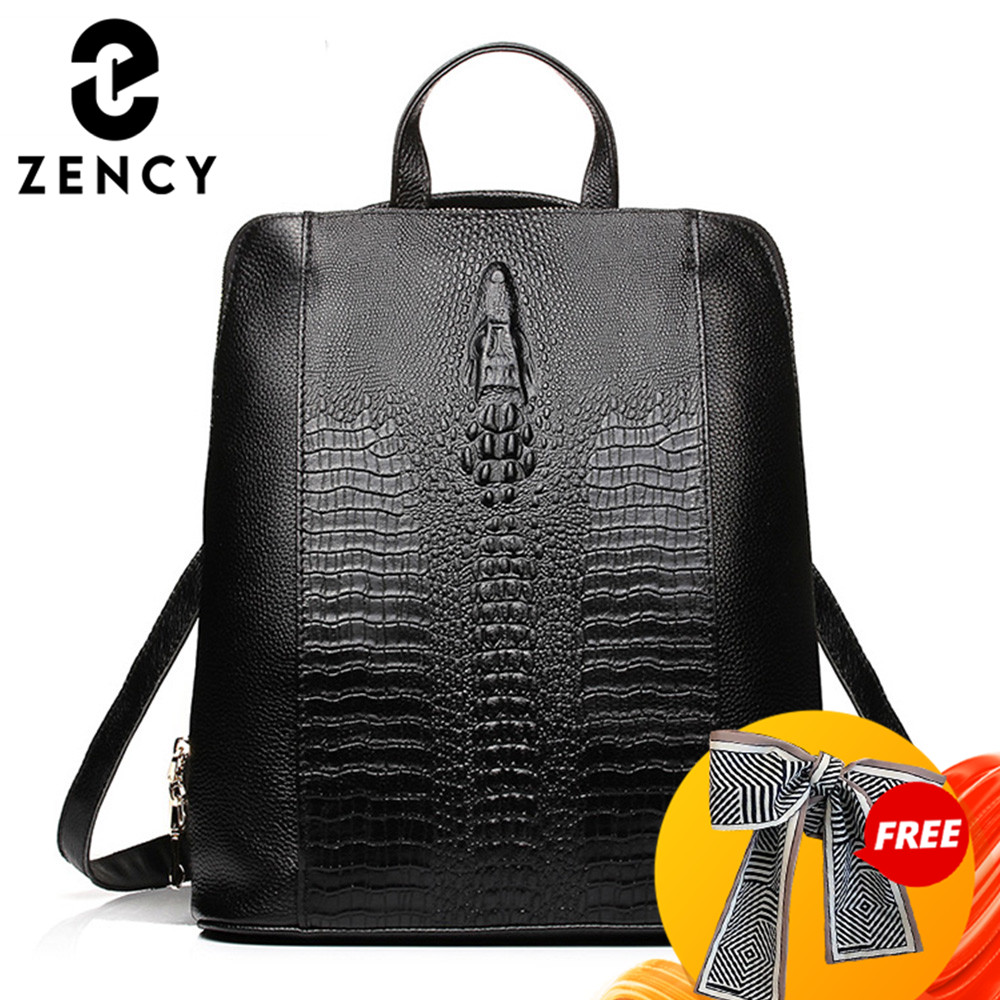 Fashion Backpack Women - Zency 100% Genuine Leather Knapsack Ladies