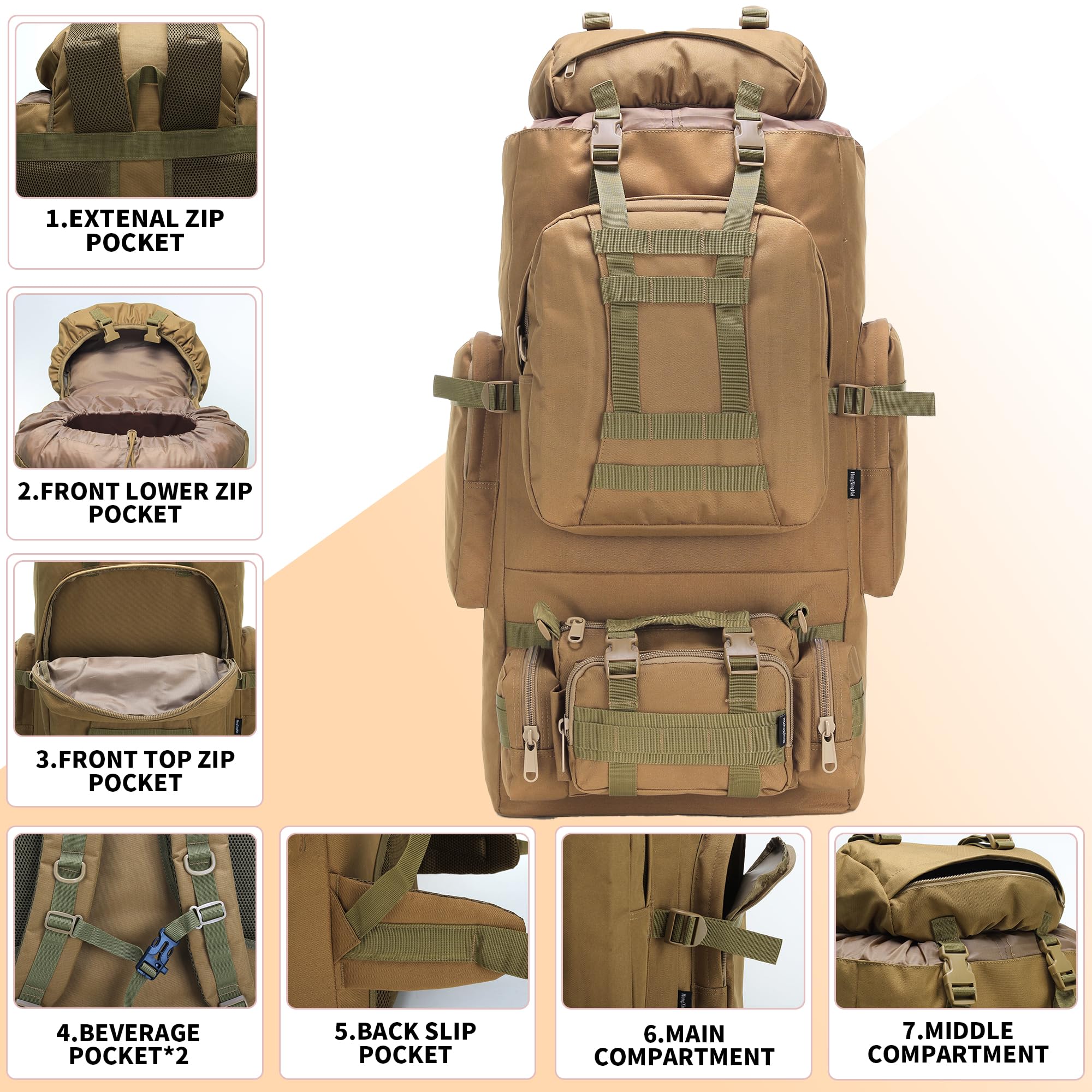 100L Hiking Backpack With Moll - Rucksack Military Style incelemesi ve fiyatı