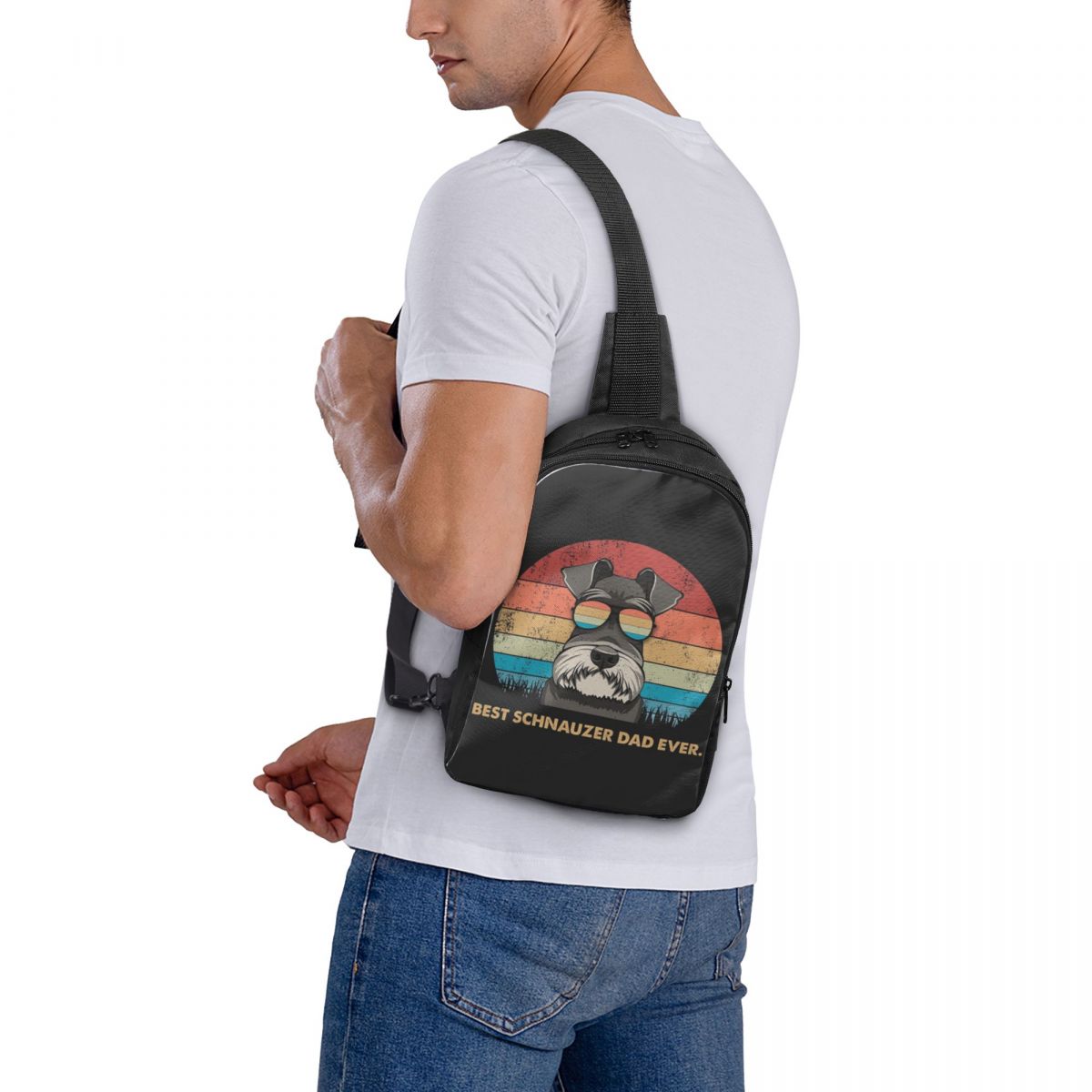 Best Schnauzer Dad Ever Chest  - Sling Backpack Shoulder incelemesi ve fiyatı