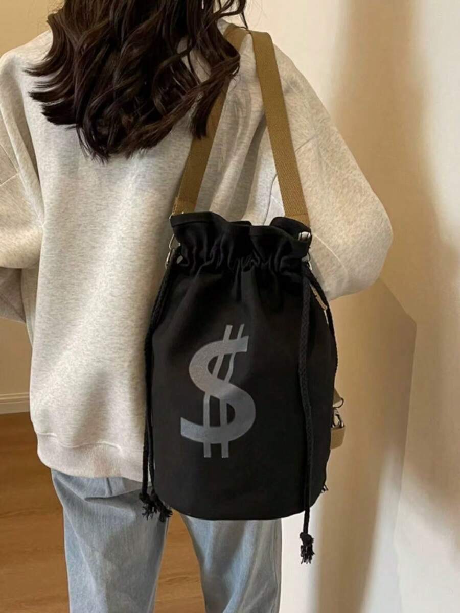 Black Canvas Drawstring Crossb - Canvas Backpack Casual incelemesi ve fiyatı
