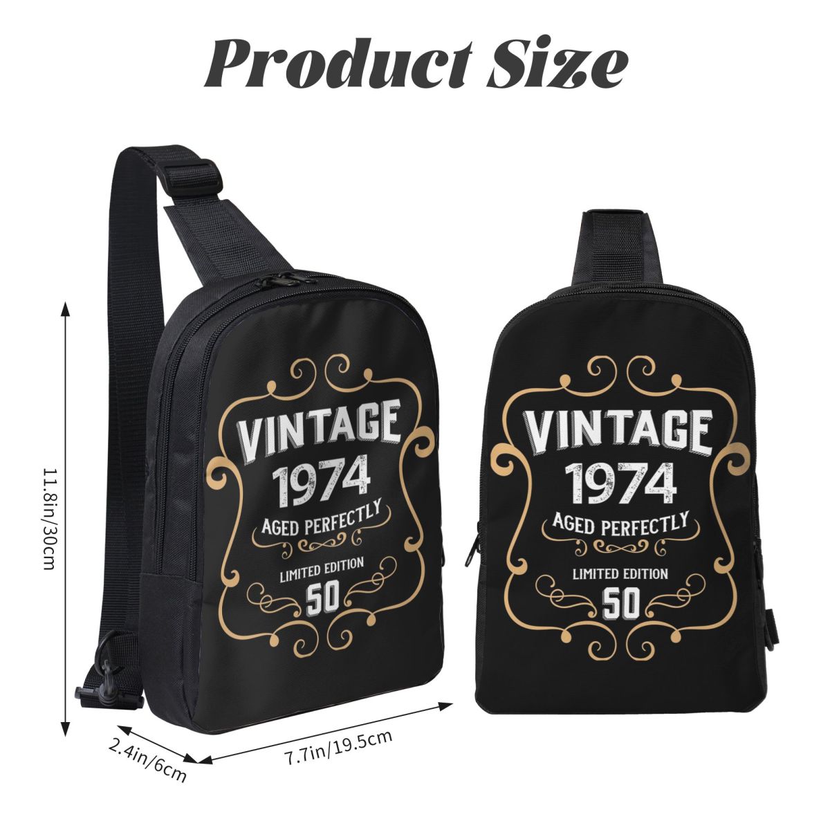 50th Birthday Vintage 1974 Age - Sling Backpack Shoulder incelemesi ve fiyatı