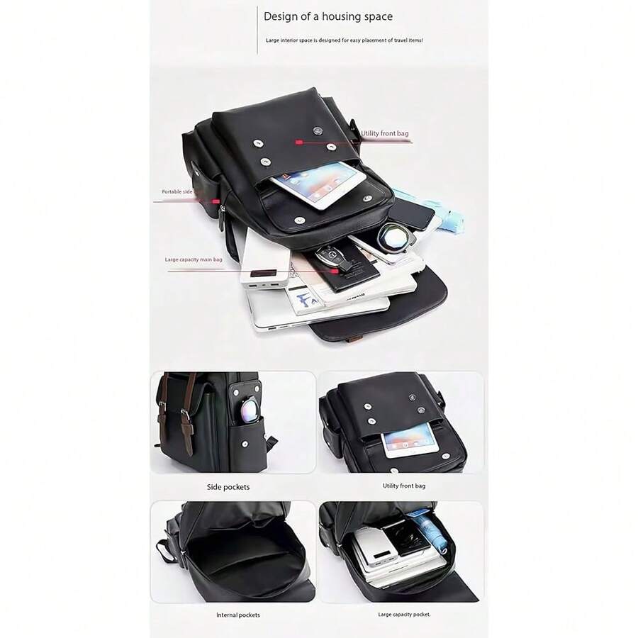 PU Leather Backpack For Men An - Laptop Backpack 15.6 incelemesi ve fiyatı