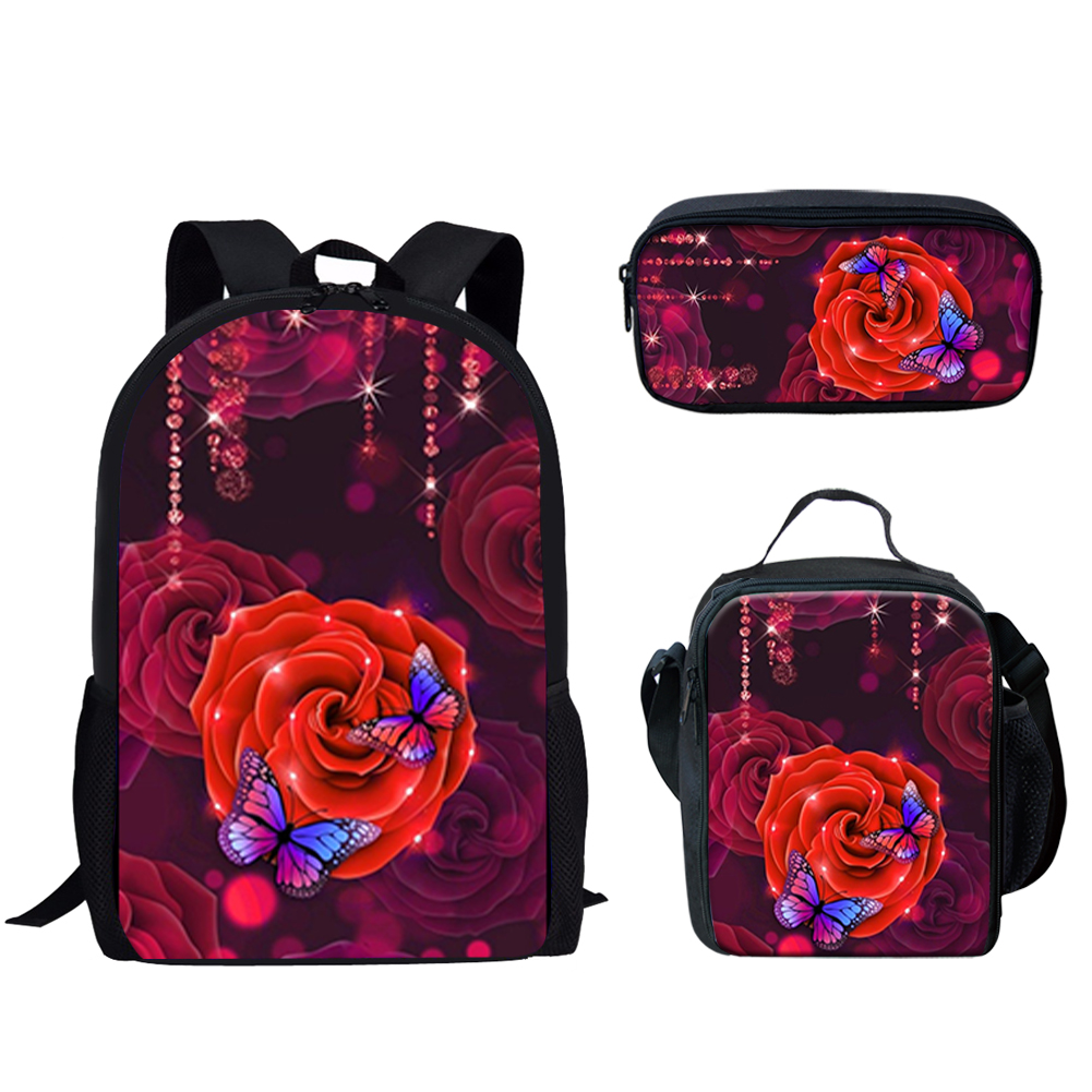 Gothic Red Rose Design Print 3 - School Backpack Teen incelemesi ve fiyatı
