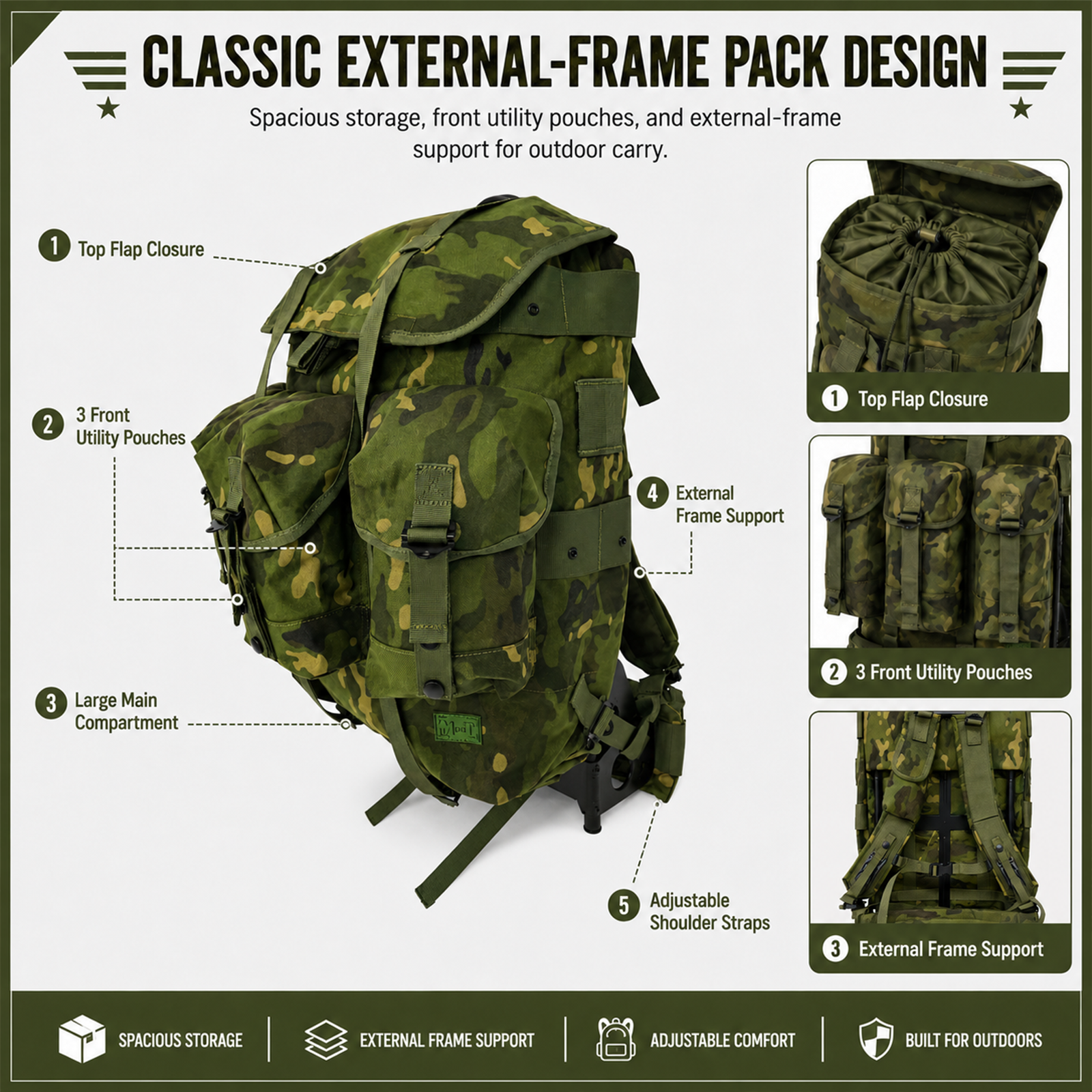 Rainforest Camo Outdoor Backpa - Rucksack Military Style incelemesi ve fiyatı