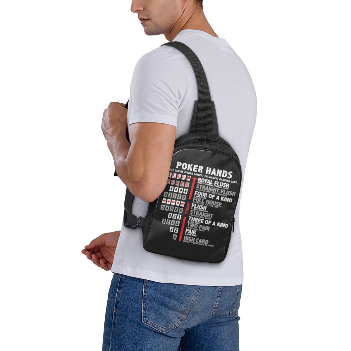 Poker Hands Chest Bag Crossbod - Sling Backpack Shoulder incelemesi ve fiyatı